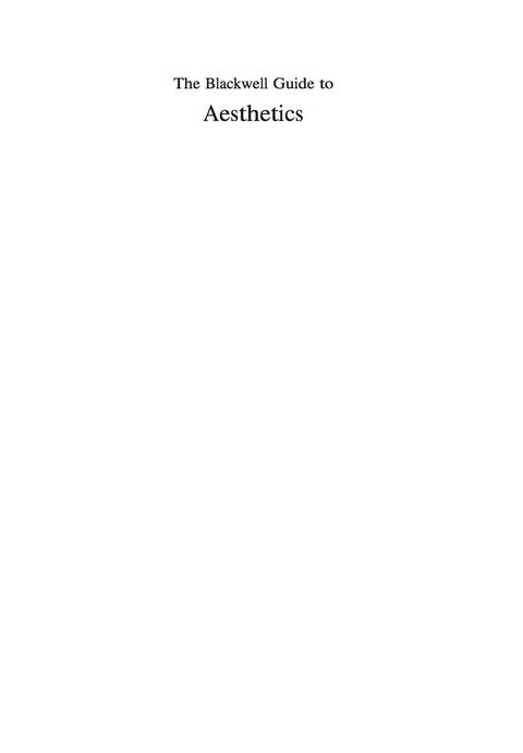 Blackwell Guide to Aesthetics