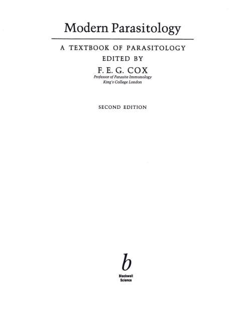 Modern Parasitology a Textbook of Parasitology