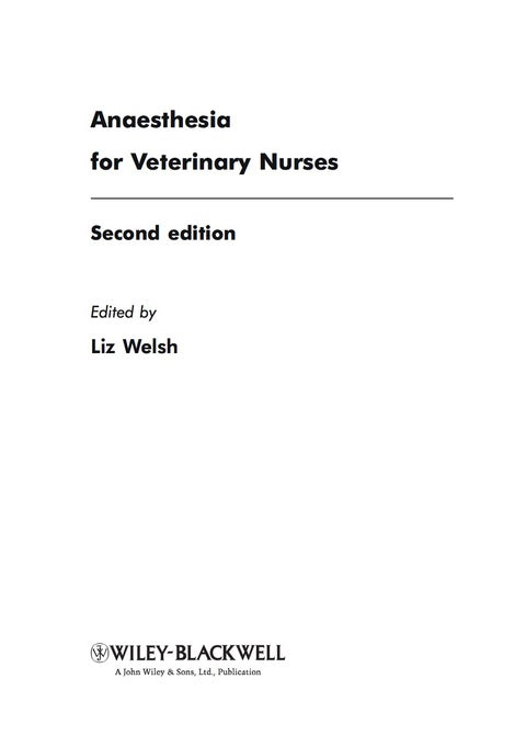 Anaesthesia for Veterinary Nurses