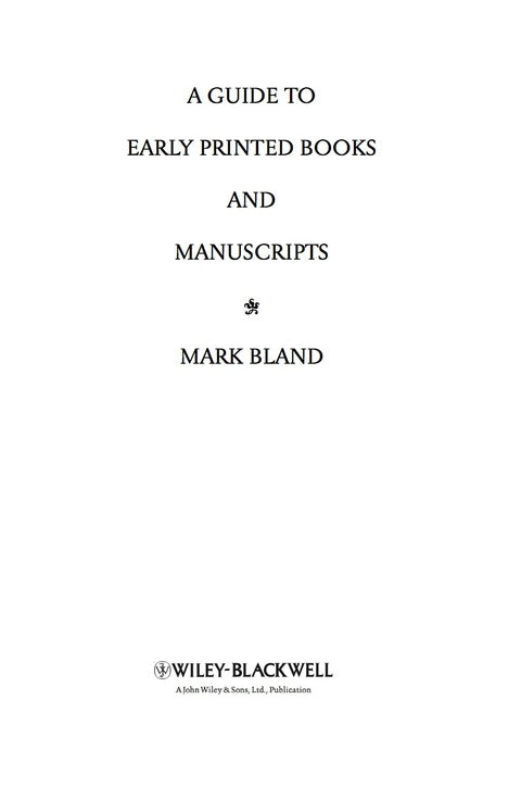 Guide to Early Printed Books and Manuscripts