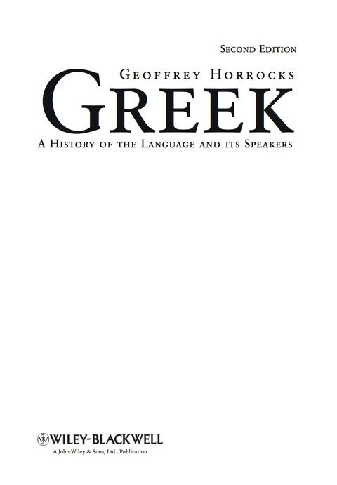 Greek a History of the Language and Its Speakers