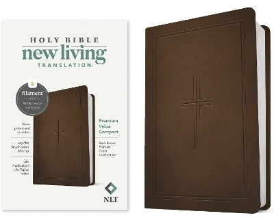 Nlt Filament Compact Bible Dark Brown Framed Cross Imitation Leather