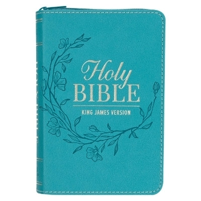 Kjv Bible Pocket Faux Leather Teal Zipper