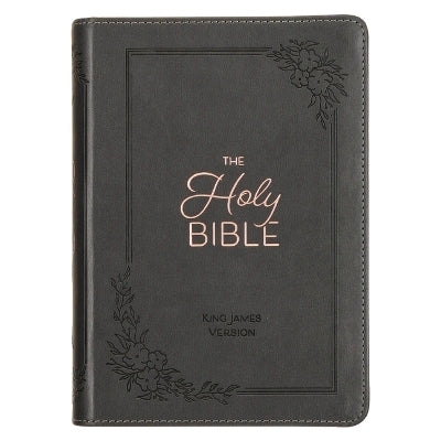 Kjv Bible Large Print Compact Charcoal Faux Leather