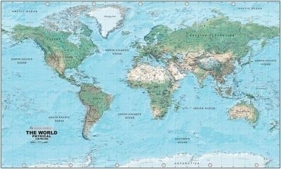 Chart Maps World Map Physical Deluxe (Size A1)
