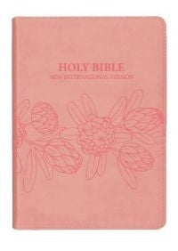 Niv Leather Look Bible Salmon Pink Protea
