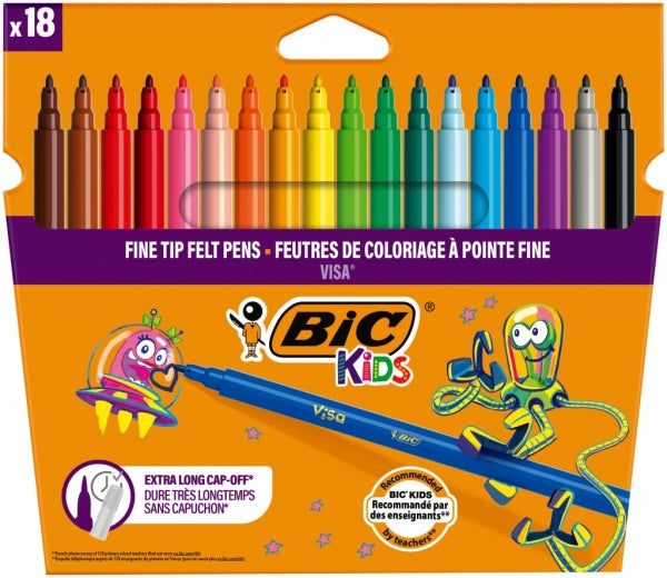 Bic Kids Visa Felt Pens Wallet of 18 Ass