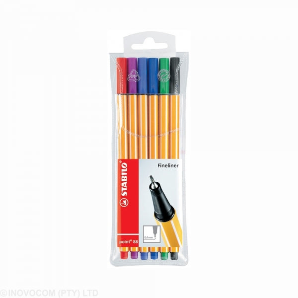 Pen Fine Liner Stabilo Point 88 0.4 Wallet 6Pc