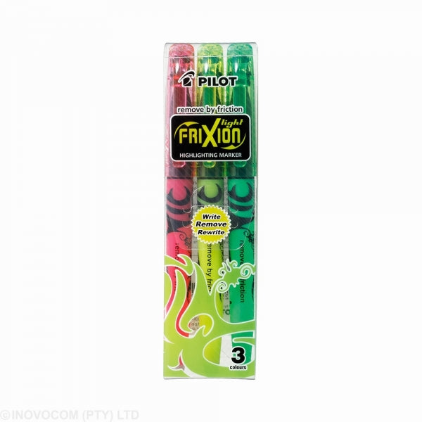 Highlighter Pilot Sw Fl Frixion Light Wallet 3Pc Asst Colours