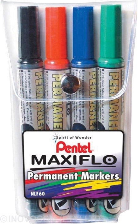 Marker Permanent Pentel Maxiflo Chisel Wallet 5Pc Asst Colours