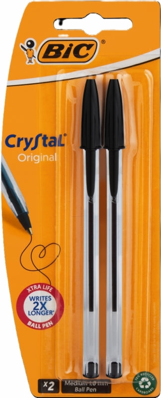 Pen Ballpoint Bic Cristal Extra Life Medium 2Pc Black