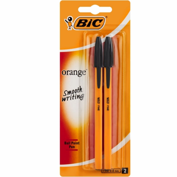 Pen Ballpoint Bic Orange Fine 0.8Mm 2Pc Black