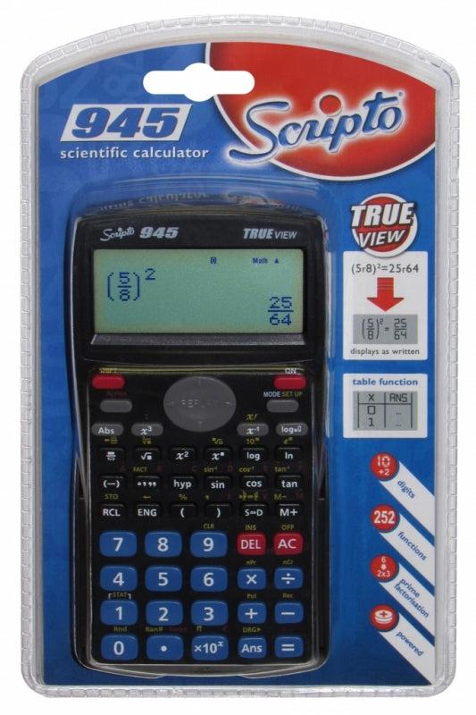 Calculator Scientific Scripto 945 True View 252 Functions Black