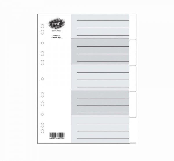 Divider A4 5 Division Manilla White