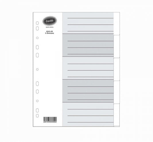 Divider A4 5 Division Manilla White
