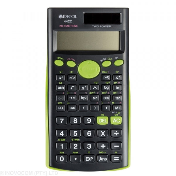 Calculator Trefoil Scientific 12 Digit 240 Functions Green