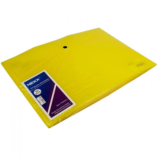 Document Wallet A4 Nexx With Button Yellow