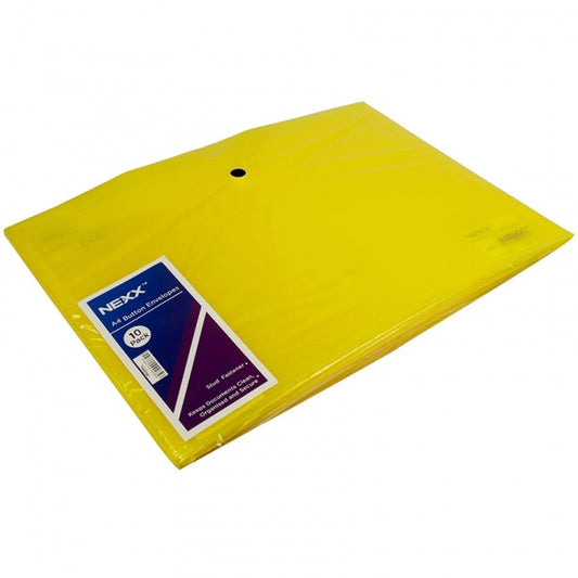 Document Wallet A4 Nexx With Button Yellow