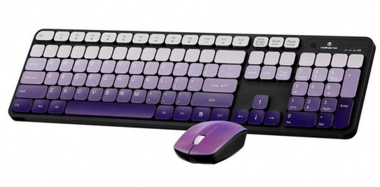 Rechargeable Keyboard and Mouse Combo Volkano Prism Series Bt Dual Mode - Purple