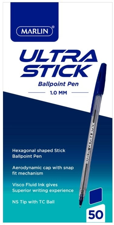 Pen Ballpoint Marlin Pure Point Transparent 1.0Mm Medium Blue