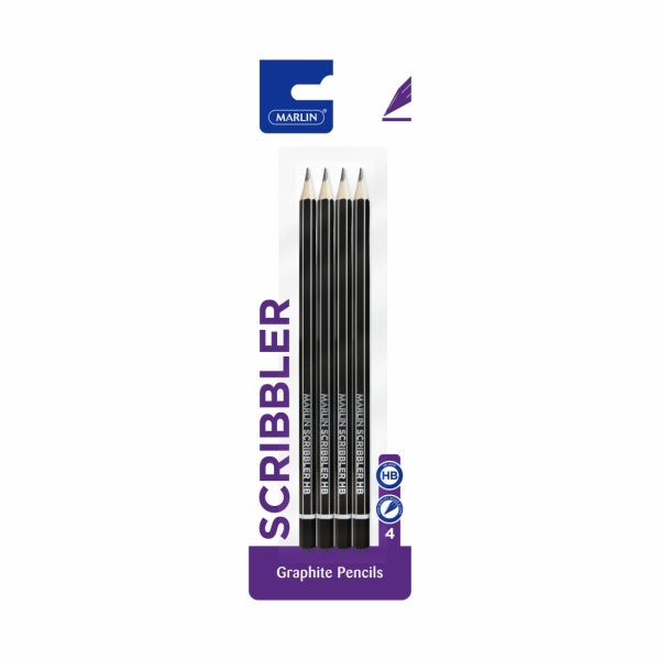 Pencil Hb Marlin Scribbler 4Pc Black Silver