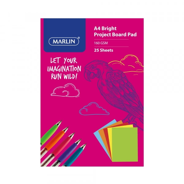 Board Project Pad Marlin A4 160Gsm 25 Sheets Bright Ass