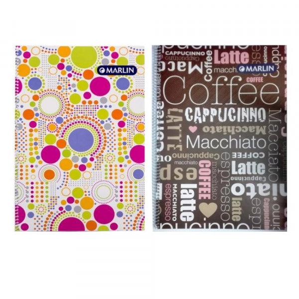 Note Book Marlin A4 100Pg F/M S/Spiral Ass Design With Pp Cover