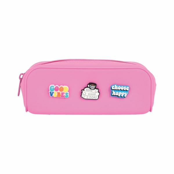 Pencil-Bag Silicone With Charms 18.5Cm Pink