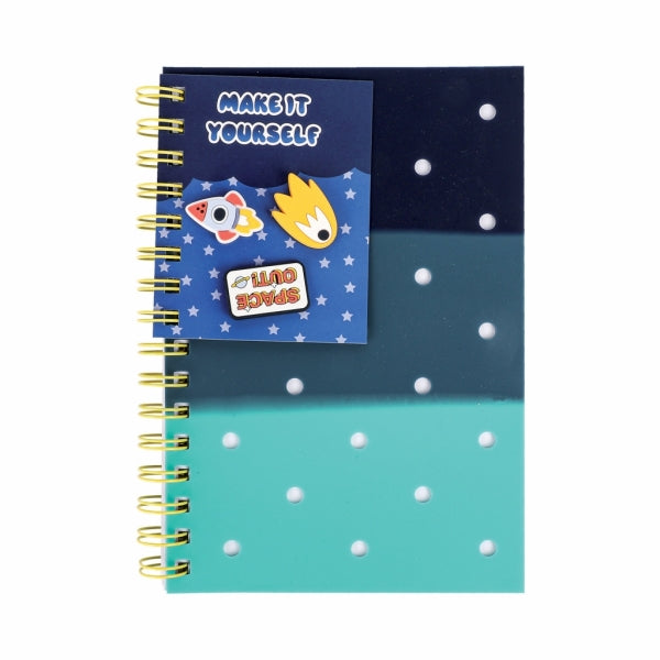 Notebook A5 80Pg Side Spiral Silicone Cover + Charms Blue