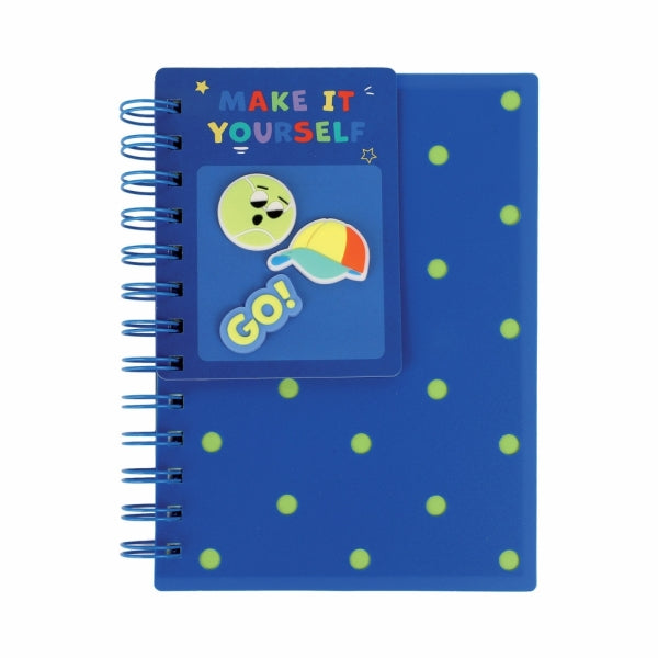 Notebook B6 80Pg Side Spiral Pp Cover + Charms Blue