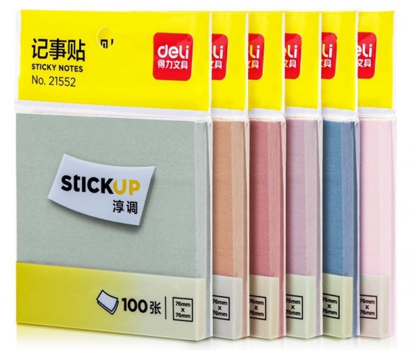 Sticky Note 76X76mm, 100Sheet Asst. Morandi Colors