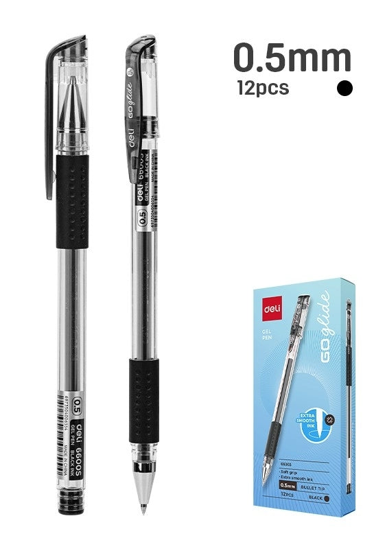 Pen Gel Daily 0.5Mm Black Ink Transparent Barrel With Soft Grip