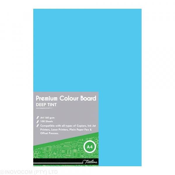 Board A4 Bright 160Gsm Pack of 100 Turqoise Deep Tint