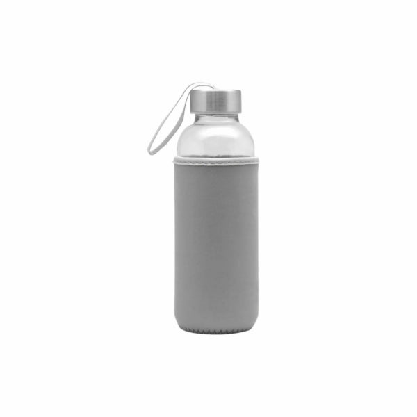 Water Bottle Glass With Sleeve Grey
