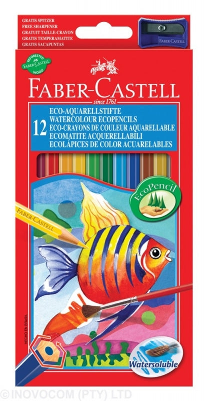 Pencil Colouring Faber Castell Aquarelle 12Pc Asst Colours