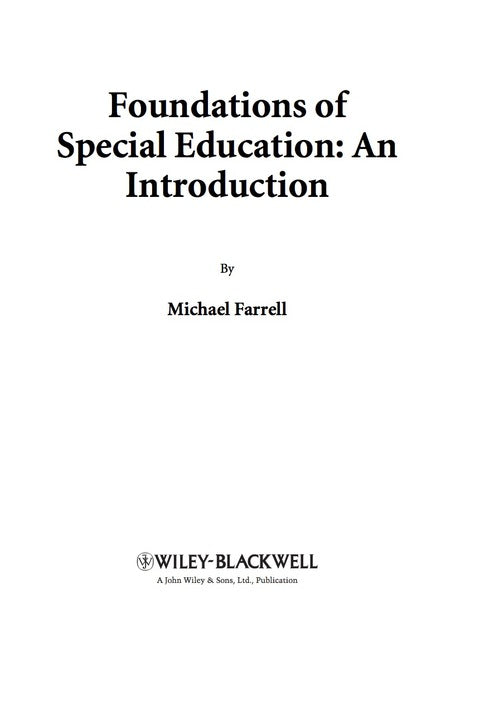 Foundations of Special Education an Introduction