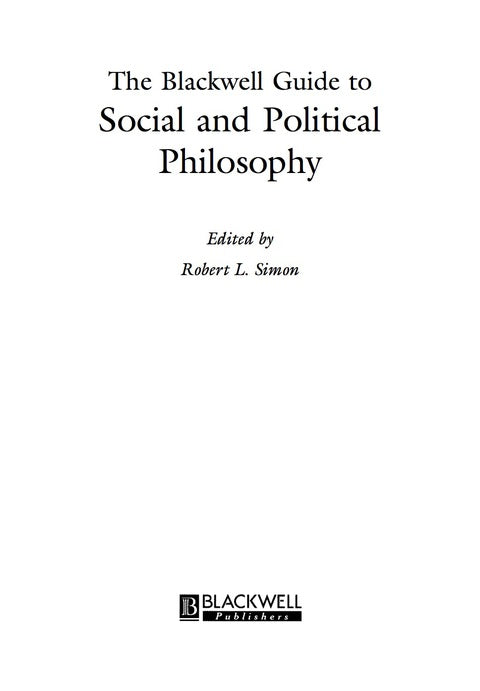 Blackwell Guide to Social and Political Philosophy
