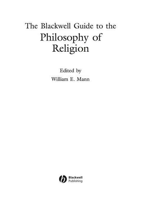 Blackwell Guide to the Philosophy of Religion