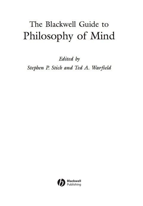 Blackwell Guide to Philosophy of Mind