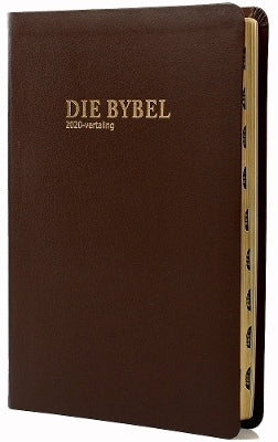 Bible Afrikaans 2020 Uppercase Edition Medium Size Gilt Edge Thumb Index Lux Leather Brown