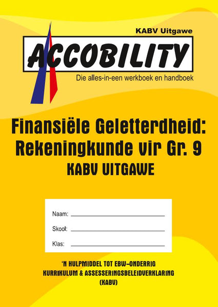 Finansiële Gelettertheid Rekeningkunde vir Gr 9