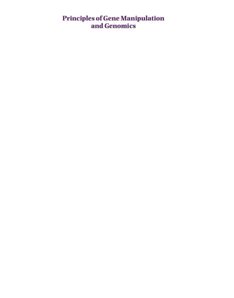 Principles of Gene Manipulation and Genomics