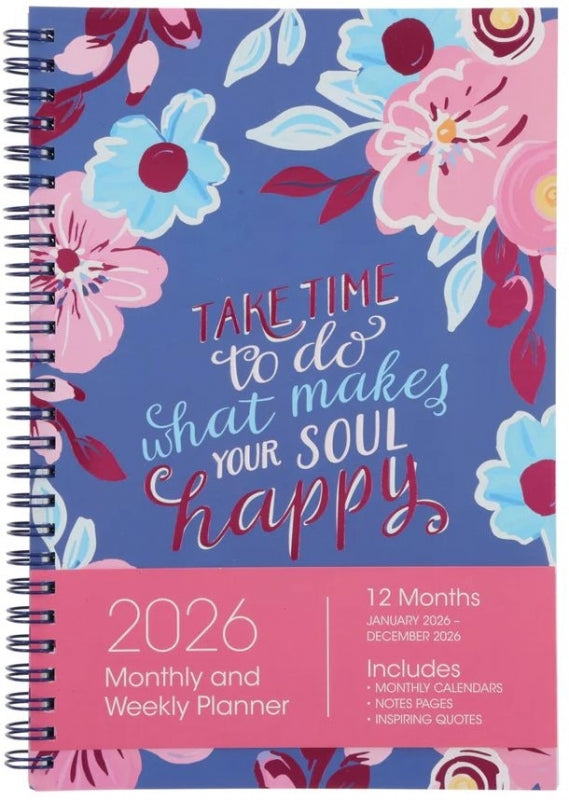 2026 Diary Daily Planner Inspirational Take Time Wirebound