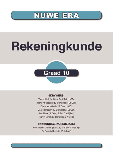 Nuwe Era Rekeningkunde Graad 10 Leerders Boek