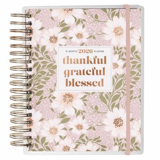 2026 Diary - 18-Month Planner for Women - Thankful Grateful Blessed - Wirebound