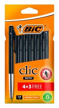 PEN BIC CLIC M 4+3 CARDED BLACK