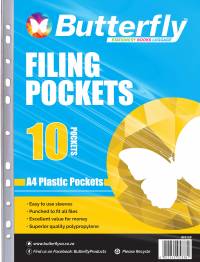 FILING POCKET A4 BUTTERFLY PLASTIC POCKET 10