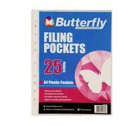 FILING POCKET A4 BUTTERFLY PLASTIC POCKET 25