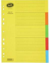 DIVIDER A4 5 DIVISION MANILLA ASSORTED