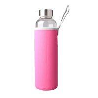 WATER GLASS BOTTLE WITH SLEEVE PINK